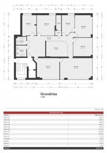 Grundriss Heekweg || 219 m� B�ro-/Praxisfl�che || 7 B�ror�ume ||  Empfang || Landhausdielen