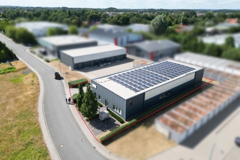 Au�enansicht L�dinghausen Halle Verkauf: 572 m� Halle in L�dinghausen || vermietet bis 31.08.2027 || sofort verf�gbar || PV-Anlage || auch f�r Selbstnutzer