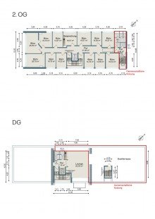Grundriss 2.OG & 3.OG Johann-Krane-Weg || 563 m� B�ro || Staffelgeschoss mit Skylounge || moderne B�rofl�chen || ab sofort