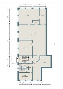 Grundriss An den Loddenb�schen || 230 m� B�ro || gro�er Empfangs-/Open Space Bereich ||  4 B�ror�ume ||  Teek�che