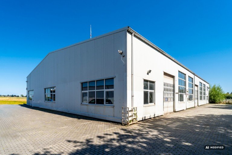 Au�enansicht Sendenhorst Halle / Lager / Produktion Kalthalle mieten Sendenhorst || 1.075 m� mit B�ro & Magazin || 2 Sektionaltore || ab sofort